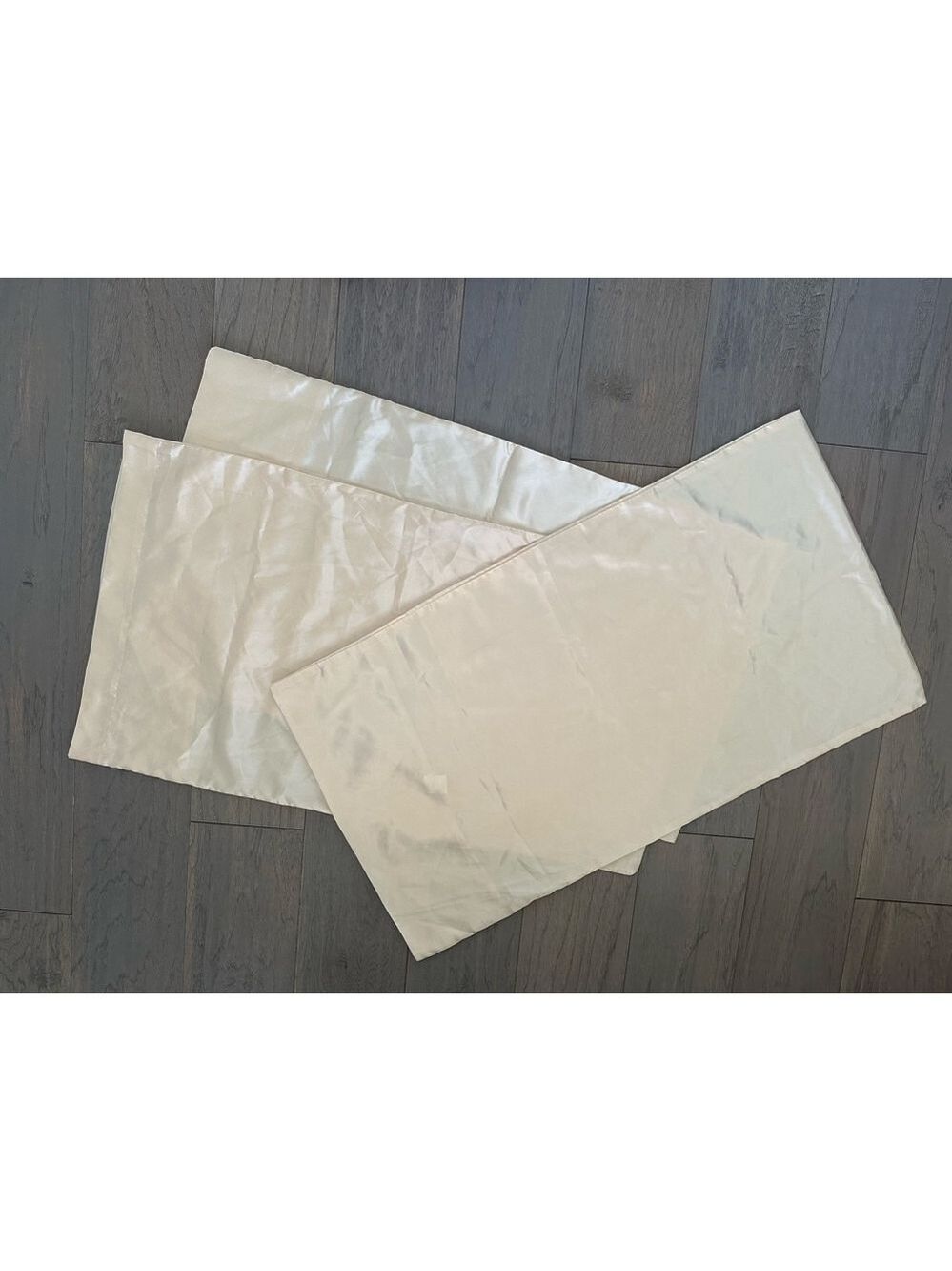 Beige Satin King Pillow Cases Set of 3